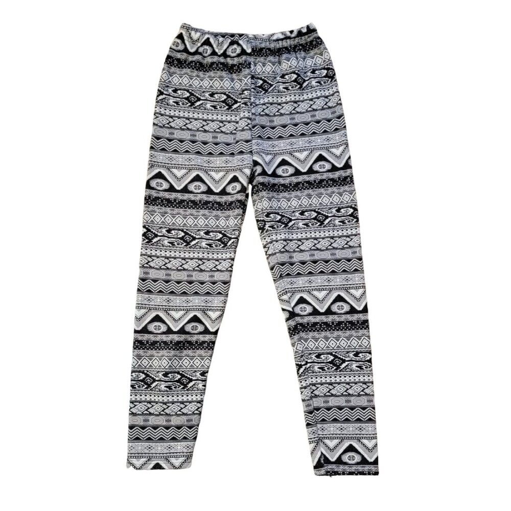 Star Ride Juniors Size L/XL Black & White Insulated Leggings Geometric Pattern